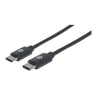 CABLE USB,MANHATTAN,354875,-C V2.0, C-C 2M NEGRO 60W, 480MB, - Garantía: 1 AÑO -