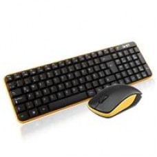 COMBO TECLADO MULTIMEDIA Y MOUSE OPTICO GHIA / GT4000NA / INALAMBRICO / RECEPTOR USB / NEGRO CON AMARILLO, - Garantía: 1 AÑO -