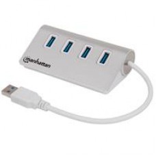 HUB USB,MANHATTAN,163767, V3.0 4 PTOS COLOR ALUMINIO, - Garantía: 3 AÑOS -