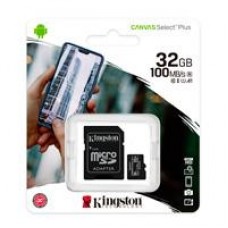 MEMORIA FLASH MICRO SD KINGSTON SDXC CANVAS SELECT PLUS 32GB 100R UHS-I U1 V10 C/ADAPTADOR (SDCS2/32GB), - Garantía: 1 AÑO -