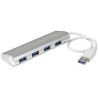 HUB USB 3.0 DE 4 PUERTOS - CONCENTRADOR PORTATIL USB 3.0 DE 4 PUERTOS - HUB DE ALUMINIO CON CABLE INCORPORADO - STARTECH.COM MOD. ST43004UA, - Garantía: 2 AÑOS -