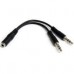 ADAPTADOR DIVISOR DE AUDIO PARA AUDIFONOS 2X MINI-JACK DE 3.5MM DE 3 PINES A MINI-JACK DE 4 PINES- AURICULARES - NEGRO - STARTECH.COM MOD. MUYHSFMM, - Garantía: 5 AÑOS -