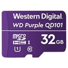 MEMORIA WD PURPLE SC QD101 MICRO SDHC 32GB VIDEOVIGILANCIA 24/7 CLASE 10 U1 LECT 50MB/S ESC 40MB/S WDD032G1P0C, - Garantía: 3 AÑOS -