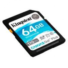MEMORIA FLASH SD KINGSTON SDXC CANVAS GO PLUS 64GB 170R C10 UHS-I U3 V30 (SDG3/64GB), - Garantía: 1 AÑO -