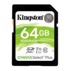 MEMORIA KINGSTON SDXC CANVAS SELECT PLUS 64GB UHS-I CLASE 10 (SDS2/64GB), - Garantía: 1 AÑO -