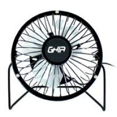 MINI VENTILADOR DE ESCRITORIO GHIA METALICO COLOR NEGRO ALIMENTACION USB, - Garantía: 1 AÑO -