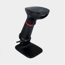 LECTOR DE CODIGOS DE BARRA GHIA GS2DB2 / 2D / LED ROJO / USB / CON BASE / QR / NEGRO, - Garantía: 1 AÑO -