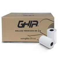 PAQUETE ROLLO PAPEL TERMICO GHIA CTG80N / 80X70 MM /PARA IMPRESORAS DE 80MM / REACCION NEGRO / 50 UNIDADES, - Garantía: SG -