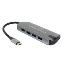 ADAPTADOR HUB CONECTOR USB TIPO C CON 3 PUERTOS USB A HEMBRA / 1 HDMI PERFECT CHOICE - GRIS, - Garantía: 1 AÑO -