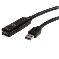 CABLE EXTENSOR DE 10 METROS USB 3.0 SUPERSPEED ACTIVO - PERMITE CONEXION EN CASCADA DE HASTA 2 NIVELES - USB A MACHO A HEMBRA - NEGRO - STARTECH.COM MOD. USB3AAEXT10M, - Garantía: 2 AÑOS -
