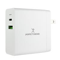 ADAPTADOR CARGADOR DE CORRIENTE DE 65W PUERTOS USB-A/USB-C PERFECT CHOICE - BLANCO, - Garantía: SG -