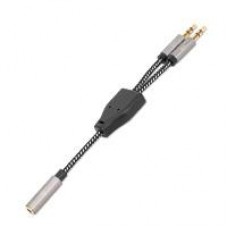 ADAPTADOR,MANHATTAN.356121, AUDIO 3.5MM 1 H A 2 M, 15CM, CABLE QUE DIVIDE AUDIO PARA AUDIFONO Y MIC, ALUMINIO PLATEADO, - Garantía: 3 AÑOS -