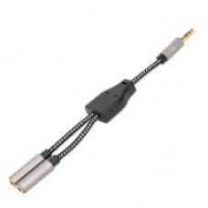 ADAPTADOR,MANHATTAN,356114, AUDIO 3.5MM 1 M A 2 H, 15CM, CONECTA DOS AUDIFONOS A UN JACK DE 3.5MM, ALUMINIO, NEGRO / P, - Garantía: SG -