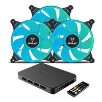 VENTILADORES OCELOT GAMING OFKIT-2 / KIT 3 PIEZAS / 120MM / RGB / HUB PARA 10X VENTILADORES RGB / CONTROL REMOTO / 38.5 CFM / 1200 RPM / 21.2 DB / COLOR NEGRO, - Garantía: 1 AÑO -