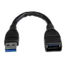 CABLE DE 15CM EXTENSOR USB 3.0 - ALARGADOR USB 3.0 SUPERSPEED NEGRO - STARTECH.COM MOD. USB3EXT6INBK, - Garantía: 10 AÑOS -