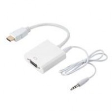 CONVERTIDOR BROBOTIX HDMI MACHO A VGA HEMBRA CON AUDIO, BLANCO, - Garantía: 1 AÑO -