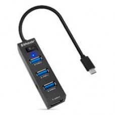 DOCKING STATION BROBOTIX 4 EN 1, USB-C MACHO X1 A USB-A V3.0 X4, CON SWITCH, NEGRO, - Garantía: 1 AÑO -