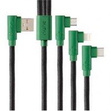 CABLE 3 EN 1 MICROUSB/TIPO C/LIGHTNING HUNE HIEDRA SUSTENTABLE TRENZADO 90ª 1.2M COMPATIBLE CON IPHONE (BOSQUE), - Garantía: 1 AÑO -