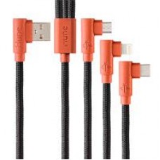 CABLE 3 EN 1 MICROUSB/TIPO C/LIGHTNING HUNE HIEDRA SUSTENTABLE TRENZADO 90ª 1.2M COMPATIBLE CON IPHONE (CORTEZA), - Garantía: 1 AÑO -
