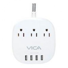 SUPRESOR DE PICOS VICA  PARA ESCRITORIO 3 SALIDAS Y 4 PUERTOS USB, - Garantía: 6 MESES -