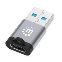 ADAPTADOR,MANHATTAN,356305, USB-C V3.2 GEN1, AM-CH, 5GBPS 3A, ALUMINIO GRIS ESPACIAL/NEGRO, - Garantía: 3 AÑOS -