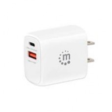 CARGADOR PARED,MANHATTAN,406291, 20W, USB-C PD 20W Y USB-A QC 18W, - Garantía: 3 AÑOS -