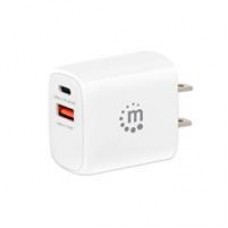 CARGADOR PARED,MANHATTAN,406291,  20W, USB-C PD (20W) Y USB-A QC (18W), - Garantía: 3 AÑOS -