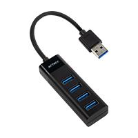 HUB ACTECK PORT X 3 DH425 / USB A / 4 PUERTOS USB 3.0 / 30 CM / NEGRO / AC-934664, - Garantía: 1 AÑO -