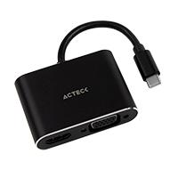 ADAPTADOR ACTECK SHIFT PLUS AV420 / USB C - HDMI VGA / 4K / 10 CM / NEGRO / AC-934657, - Garantía: 1 AÑO -