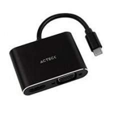 ADAPTADOR ACTECK SHIFT PLUS AV420 / USB C - HDMI + VGA / 4K / 10 CM / NEGRO / AC-934657, - Garantía: 1 AÑO -