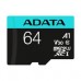 MEMORIA ADATA MICRO SDXC/SDHC 64GB UHS-I 100MB/80MB CLASE 10 V30 A2 C/ADAPTADOR (AUSDX64GUI3V30SA2-RA1), - Garantía: 99 AÑOS -