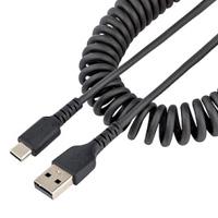 CABLE DE 50CM DE CARGA USB A A USB C, CABLE USB TIPO C EN ESPIRAL DE CARGA RAPIDA, CABLE USB 2.0 A A USBC NEGRO - STARTECH.COM MOD. R2ACC-50C-USB-CABLE, - Garantía: 5 AÑOS -
