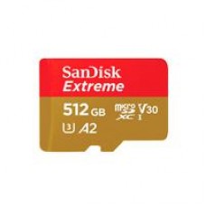 MEMORIA SANDISK MICRO SDXC 512GB EXTREME 190MB/S 4K CLASE 10 A2 V30 C/ADAPTADOR SDSQXAV-512G-GN6MA, - Garantía: 99 AÑOS -