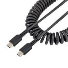 CABLE DE 50CM DE CARGA USB C A USB C, CABLE USB TIPO C EN ESPIRAL DE CARGA RAPIDA Y SERVICIO PESADO, CABLE USB 2.0 USBC NEGRO - STARTECH.COM MOD. R2CCC-50C-USB-CABLE, - Garantía: 5 AÑOS -