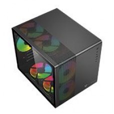 GABINETE GAMER BALAM RUSH TANK MINI GI930 / MINI ATX - ITX / MICRO ATX - MINI ITX / PANEL CRISTAL TEMPLADO - MALLA METALICA / 3X VENTILADORES RGB INCLUIDOS / PANELES REMOVIBLES / NEGRO / BR-936033, - Garantía: 3 AÑOS -