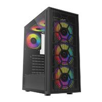 GABINETE BALAM RUSH DRAGONFLY PERFORM AIRCOOL GM590 / MEDIA TORRE / ATX, MICRO ATX, MINI ITX / VENTILADORES RGB / PANEL CRISTAL TEMPLADO / NEGRO / BR-935982, - Garantía: 3 AÑOS -