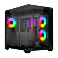 GABINETE OCELOT GAMING A-CUBE 1 / MID TOWER / ATX, M-ATX, ITX / PANEL LATERAL Y FRONTAL DE CRISTAL TEMPLADO / INCLUYE 3 VENTILADORES / ENFRIAMIENTO LIQUIDO HASTA 360MM / GPU HASTA 410MM / COLOR NEGRO, - Garantía: 1 AÑO -