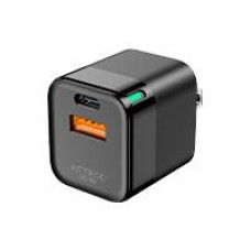 CARGADOR DE PARED ACTECK ENERGON PRIME CP420 / 20 W / CARGA RAPIDA / USB C + USB A / CARGA PD / 1 AÑO DE GARANTIA / NEGRO / AC-935555, - Garantía: 1 AÑO -