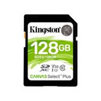 MEMORIA FLASH SD KINGSTON SDXC CANVAS SELECT 128GB 100R CL10 UHS-I V30(SDS2/128GB), - Garantía: 99 AÑOS -