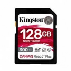 MEMORIA FLASH SD KINGSTON SDXC CANVAS REACT PLUS 128GB 300R UHS-II V90(SDR/128GB), - Garantía: 99 AÑOS -