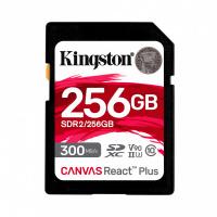 MEMORIA FLASH SD KINGSTON SDXC CANVAS REACT PLUS 256GB 300R/260W UHS-II U3 V90 (SDR/256GB), - Garantía: 99 AÑOS -