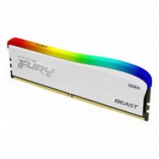 MEMORIA RAM KINGSTON DIMM DDR4 8GB 3600MT/S FURY BEAST WHITE RGB CL17 288PIN 1.35V C/DISIPADOR DE CALOR P/PC/GAMER/ALTO RENDIMIENTO (KF436C17BWA/8), - Garantía: 99 AÑOS -