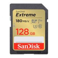 MEMORIA SANDISK SDXC 128GB EXTREME 180MB/S 4K CLASE 10 U3 V30 SDSDXVA-128G-GNCIN, - Garantía: 10 AÑOS -
