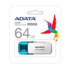 MEMORIA ADATA 64GB USB 2.0 UV240 BLANCO- AZUL (AUV240-64G-RWH), - Garantía: 5 AÑOS -