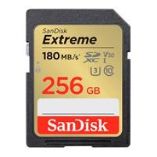 MEMORIA SANDISK SDXC 256GB EXTREME 180MB/S 4K CLASE 10 U3 V30 SDSDXVV-256G-GNCIN, - Garantía: 10 AÑOS -