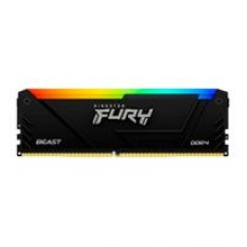 MEMORIA RAM KINGSTON DIMM DDR4 8GB 3600MT/S FURY BEAST BLACK XMP RGB CL17 288PIN 1.35V C/DISIPADOR DE CALOR P/PC/GAMER/ALTO RENDIMIENTO KF436C17BB2A/8, - Garantía: 99 AÑOS -