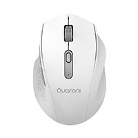 MOUSE INALAMBRICO ERGONMICO CON TEXTURA QUARONI 5 SCROLL/RECEPTOR 2.4 GHZ/800 - 2400 DPI/PTICO/4 NIVELES/BLANCO, - Garantía: 1 AÑO -