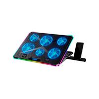 BASE ENFRIADORA BALAM RUSH EOLOX FREEZ EF707 / 17 PULG / 6 VENTILADORES / 2X USB / PANTALLA LCD / AJUSTABLE 8 NIVELES / ILUMINACION RGB / ANTIDERRAPANTE / NEGRO / BR-937429, - Garantía: 1 AÑO -