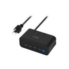 CARGADOR ACTECK ENERGON MATE CE676 / EXTENSIN DE ESCRITORIO / 2 X USB / 2 X TIPO C / 3 X CONTACTOS / SUPRESOR DE PICOS / INDICADOR LED / RESISTENTE AL FUEGO / 1.85 M / AC-936514, - Garantía: 1 AÑO -