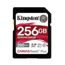 MEMORIA FLASH SD KINGSTON SDXC CANVAS REACT PLUS 256GB 280R/150W UHS-II U3 V60 SDR2V6/256GB, - Garantía: 99 AÑOS -